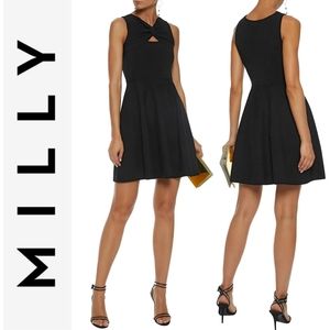 MILLY Black Twist Cut Out Fit & Flare Dress (Sz Small)